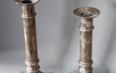 Pair of candlesticks, sterling silver, together gross ca.1143 gram, probably...