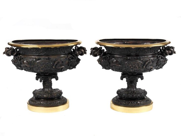 Pair of very large decorative bronze vases