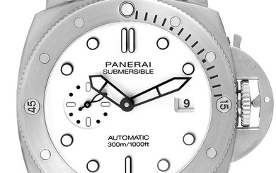 Panerai Submersible QuarantaQuattro Bianco Steel Mens Watch PAM01226 Box Card