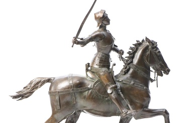Paul DUBOIS (1829-1905), 'Jeanne D'Arc', sculpture en bronze à patine mordorée