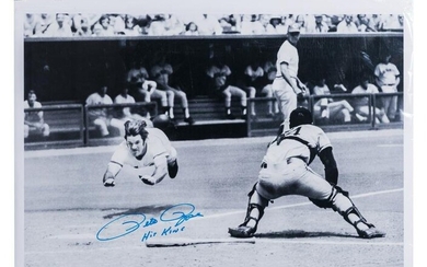 Pete Rose Diving Signed Archival Photo