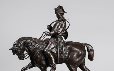 Pierre-Jules MENE (1810-1879). "Valet de chasse de Louis XV". Sujet en bronze à patine brune...