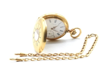 Pocket watch with 3 cuvettes in 18 ct yellow gold LONGINES - 101.9 g raw Watch chain in 18 ct yellow gold - 9 g (34 cm) + case