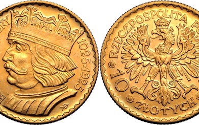 Poland Republic 1925 Gold 10 Zlotych Boleslaw Chrobry