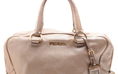 Prada Top Handle Handbag in Metallic Leather