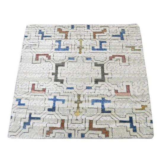 Pure Silk Hand-Knotted Oriental Sample Rug