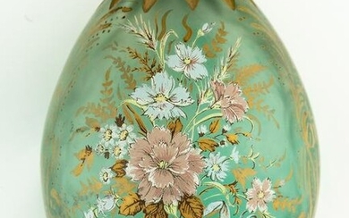 RUSSIAN CLEAR GLASS EASTER EGG WITH FLOWERS