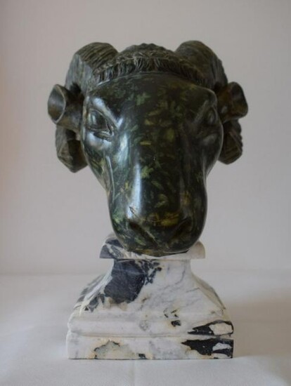 Ram head, porphyry, 19th century