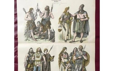 Rare 19thc Costume Plates, Ancient Germans