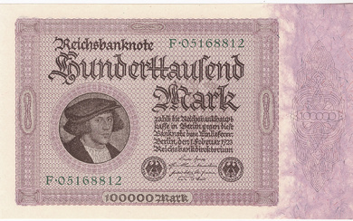 Rare Condition! Huge 100.000 Mark 1923, Germany, UNC