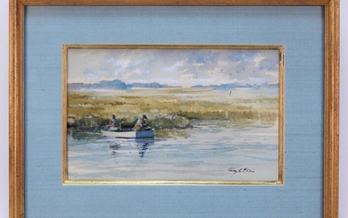 Ray Ellis Impressionist Fishing WC Painting