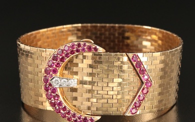 Retro Tiffany & Co. 14K Jarretière with Ruby and Diamond Buckle and Mordant