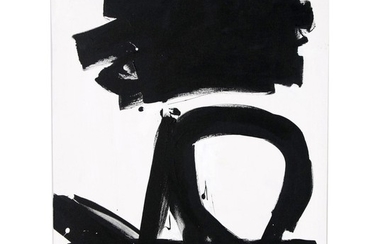 Robbie Kemper Acrylic Painting "Black on White Circle Shape"