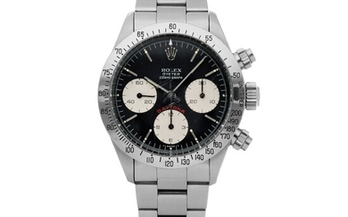 Rolex, 'BIG RED' DAYTONA, REF 6263 STAINLESS STEEL CHRONOGRAPH WRISTWATCH WITH BRACELET AND LATER BEZEL CIRCA 1979