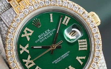 Rolex Mens Datejust Two Tone Iced Out Fully Loaded Genuine...
