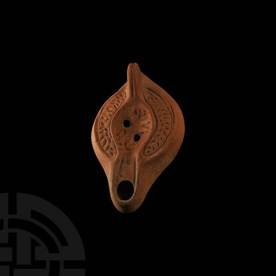 Roman Oil Lamp with Running Horse