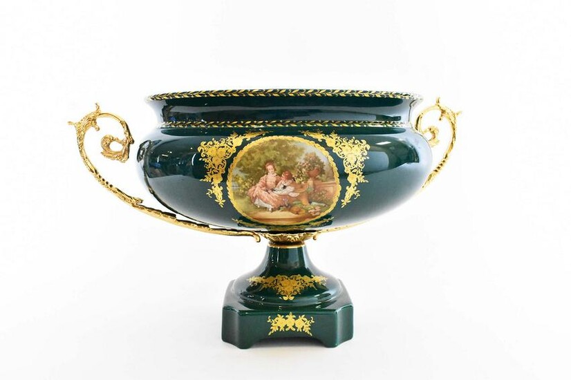 SEVRES STYLE METAL MOUNTED PORC CENTER BOWL