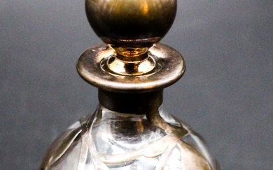 SILVER OVERLAY ANTIQUE PERFUME BOTTLE