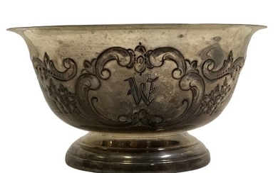 ENGRAVED STERLING 6" FOOTED BOWL BY POOLE SILVER