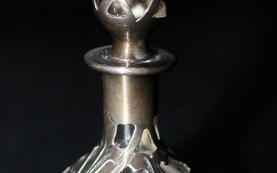 STERLING SILVER OVERLAY ANTIQUE PERFUME BOTTLE