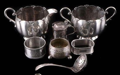 Sanborns Sterling Silver Creamer and Sugar with Sterling and Silver Tableware