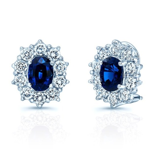 Sapphire And Diamond Earrings In 18k White Gold