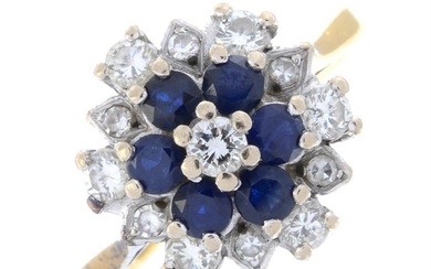 Sapphire & diamond floral cluster ring