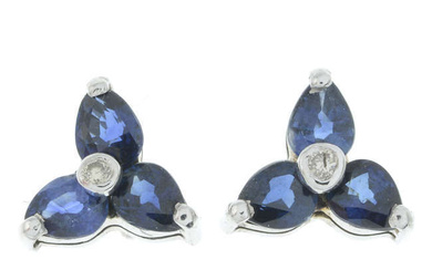 Sapphire & diamond trefoil cluster earrings