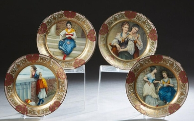 Set of Four Royal Vienna Style Cabinet Plates, 20th c.