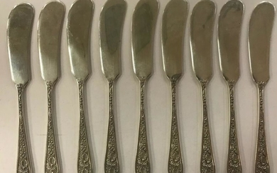 Set of Nine Stieff Sterling Silver Butter Knives