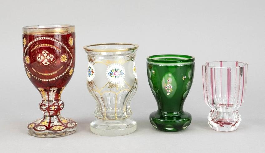 Set of four glasses, 20th cent