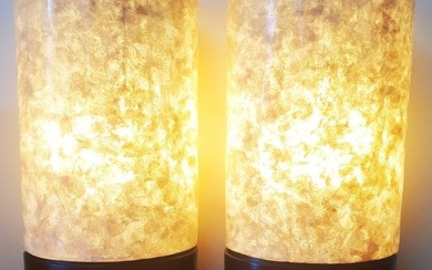 Set of white fiber glass table lamps tall