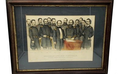Sherman and His Generals :1865 Currier and Ives Litho