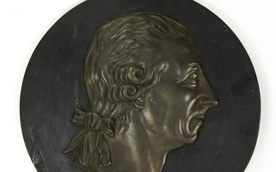 Signed Bronze Portrait Plaque Cameo of a Man