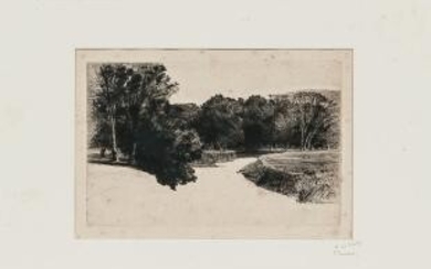 Sir Francis Seymour Haden (British, 1818-1910) Four Views: Shere Mill Pond No. 1 (Small Plate)