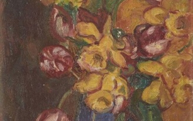 Sir Matthew Smith CBE, British 1879–1959 - Tulips, c. late 1930s; oil on canvas, signed with initials 'MS', 55 x 33 cm (ARR) Provenance: Judge Henry Mahaut, Aix-en-Provence, gifted by the artist in the late 1930s; private collection, France; Aix...