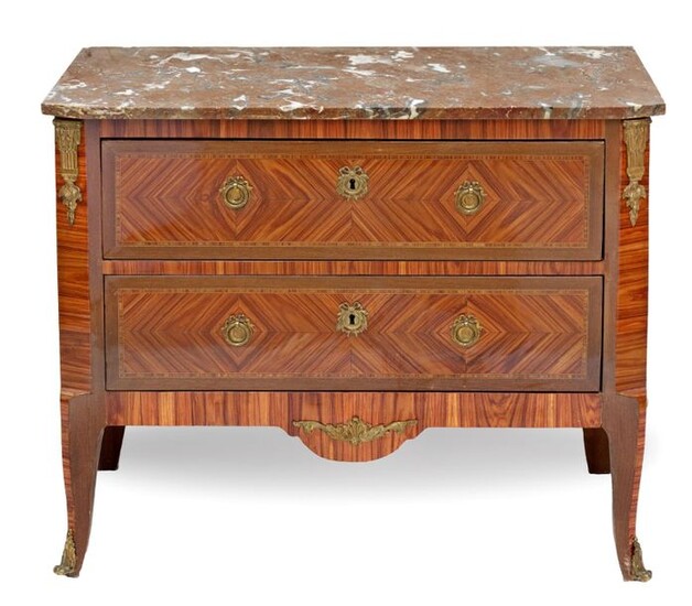 Small Transition style chest of drawers in rosewood veneer and...
