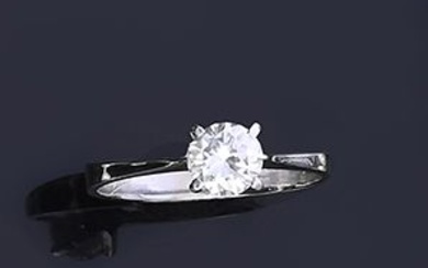 Solitaire en or gris 14k ( 585e) serti d'un diamants de taille brillant ( 0.80...