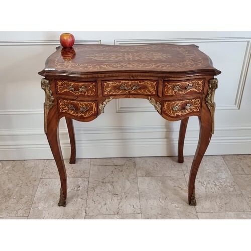 Star Lot : Profusely inlaid neat size writing desk with 5 dr...
