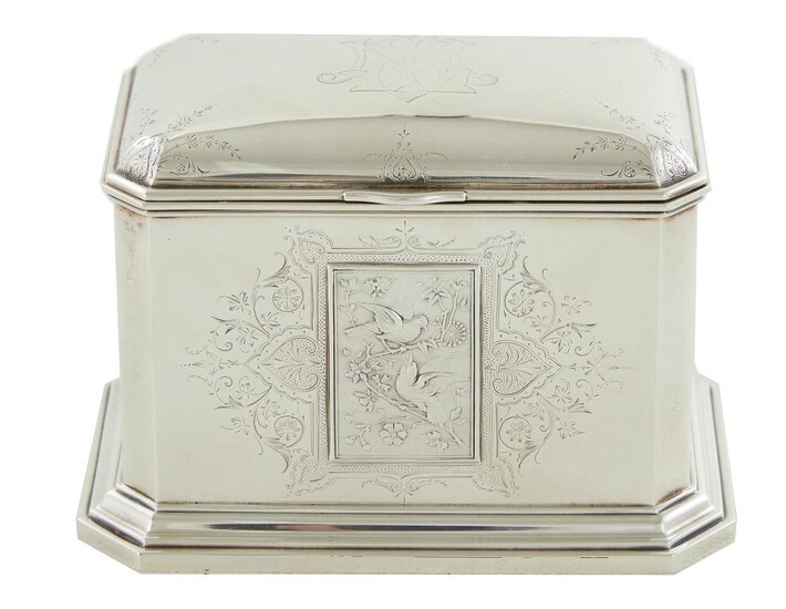 Starr & Marcus sterling silver tea caddy