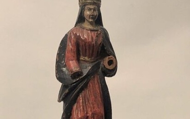 Statuette representing Our Lady of Grace in polychrome wood. Alpine work of the XVIIIth century.