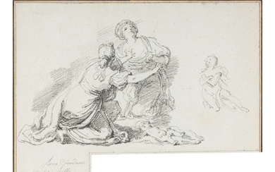 Study of Two Women and an Infant and a Sketch of an Angel,Attributed to Luca Giordano