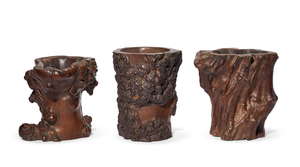 THREE ROOTWOOD BRUSHPOTS, QING DYNASTY (1644-1911)