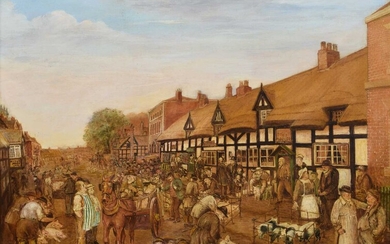 T.W. Peake, 19th/ 20th century "Pig Market, Shropshire Street, Market Drayton, Salop, 1840"
