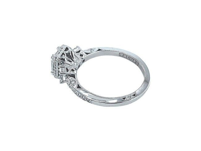 Tacori Dantela 1.56 Tcw Emerald Diamond Engagement Ring 18kt WG COA Certificate