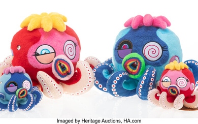 Takashi Murakami (1962), Blue Octopus: Mr. Camo and Red Octopus: Mr. Boiled (Regular and Mini) (four works) (circa 2017)