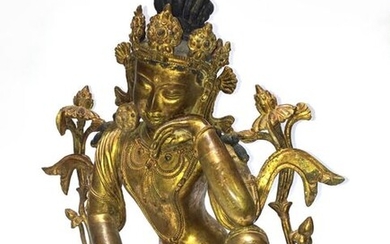 Tara sitting in gilt bronze. Nepal, 20th century....