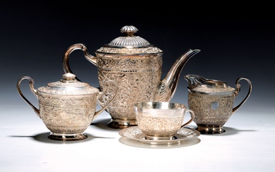 Tea service for 6 people, Pakistan, around 1930, silver-plated metal,...