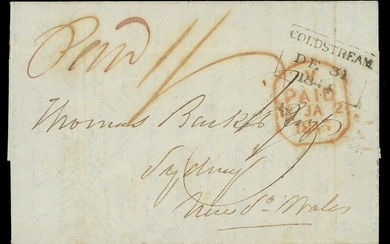 The Toulmin Packet Service U.K. to Australia Voyage 12 1844 (31 Dec.) entire from Coldstream to...
