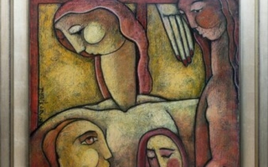 Theo Mackaay (1950), three female figures and a male figure,...